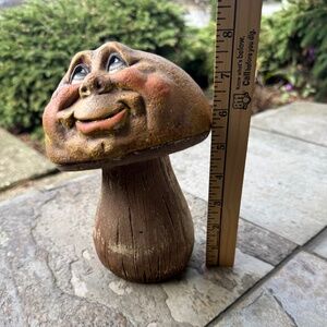 Large 8” Vintage Ceramic Mushroom Anthropomorphic Whimsical Painted Rustic.